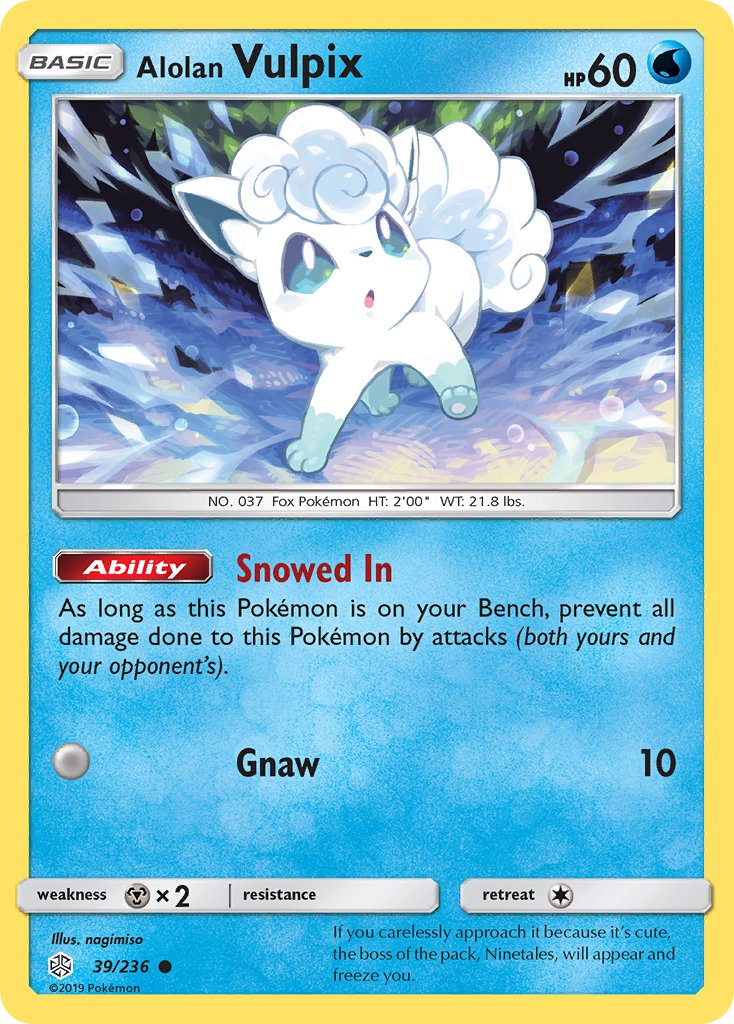(039/236) Pokemon TCG Cosmic Eclipse Single: Alolan Vulpix Common