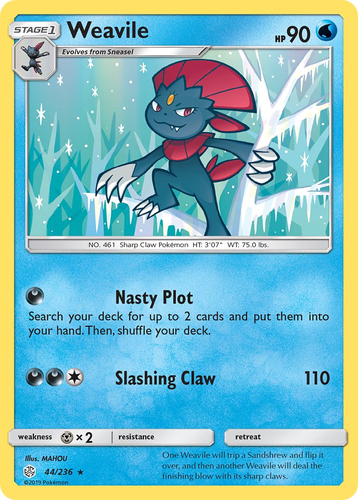 (044/236) Pokemon TCG Cosmic Eclipse Single: Weavile Reverse Holo Rare