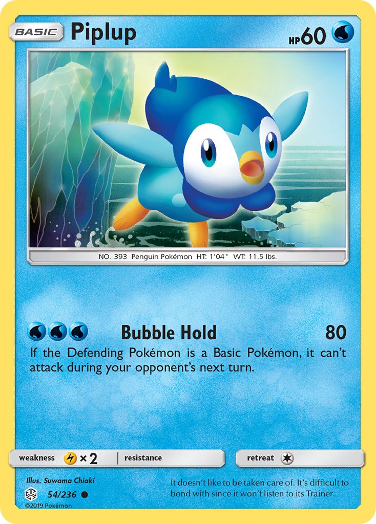 (054/236) Pokemon TCG Cosmic Eclipse Single: Piplup Reverse Holo Common