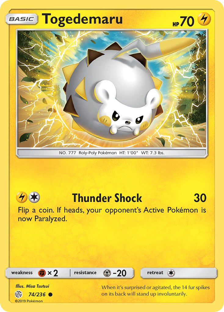 (074/236) Pokemon TCG Cosmic Eclipse Single: Togedemaru Reverse Holo Common