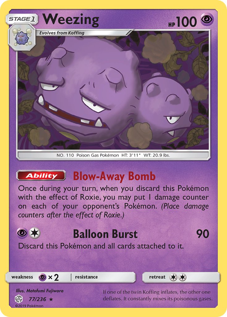 (077/236) Pokemon TCG Cosmic Eclipse Single: Weezing Reverse Holo Rare