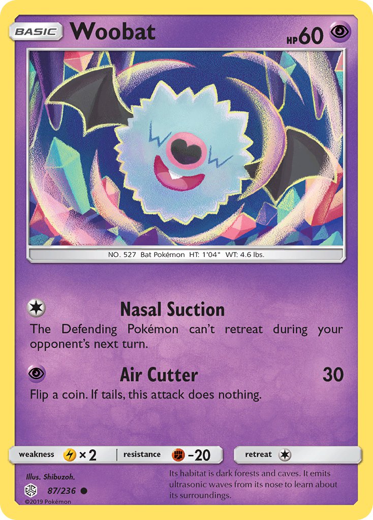 (087/236) Pokemon TCG Cosmic Eclipse Single: Woobat Common