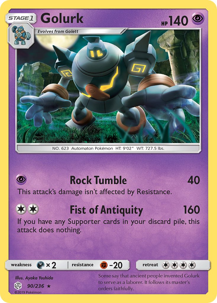 (090/236) Pokemon TCG Cosmic Eclipse Single: Golurk Reverse Holo Rare