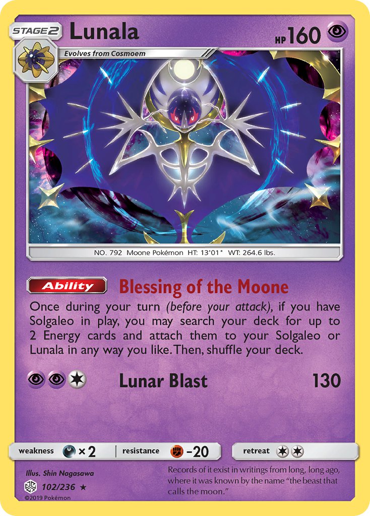 (102/236) Pokemon TCG Cosmic Eclipse Single: Lunala Promo