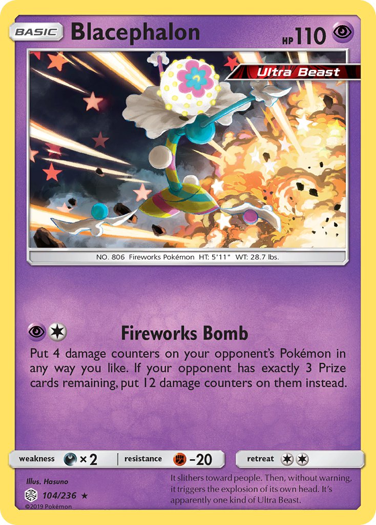(104/236) Pokemon TCG Cosmic Eclipse Single: Blacephalon Reverse Holo Holo Rare