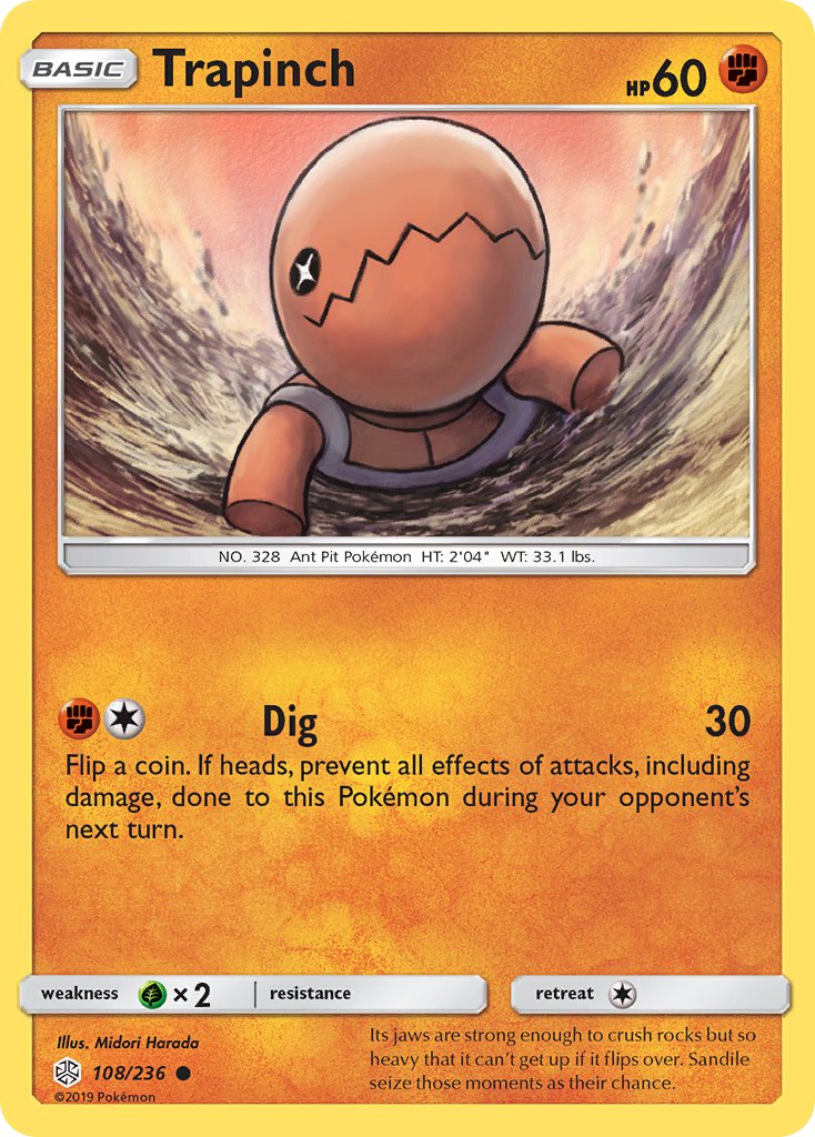 (108/236) Pokemon TCG Cosmic Eclipse Single: Trapinch Common