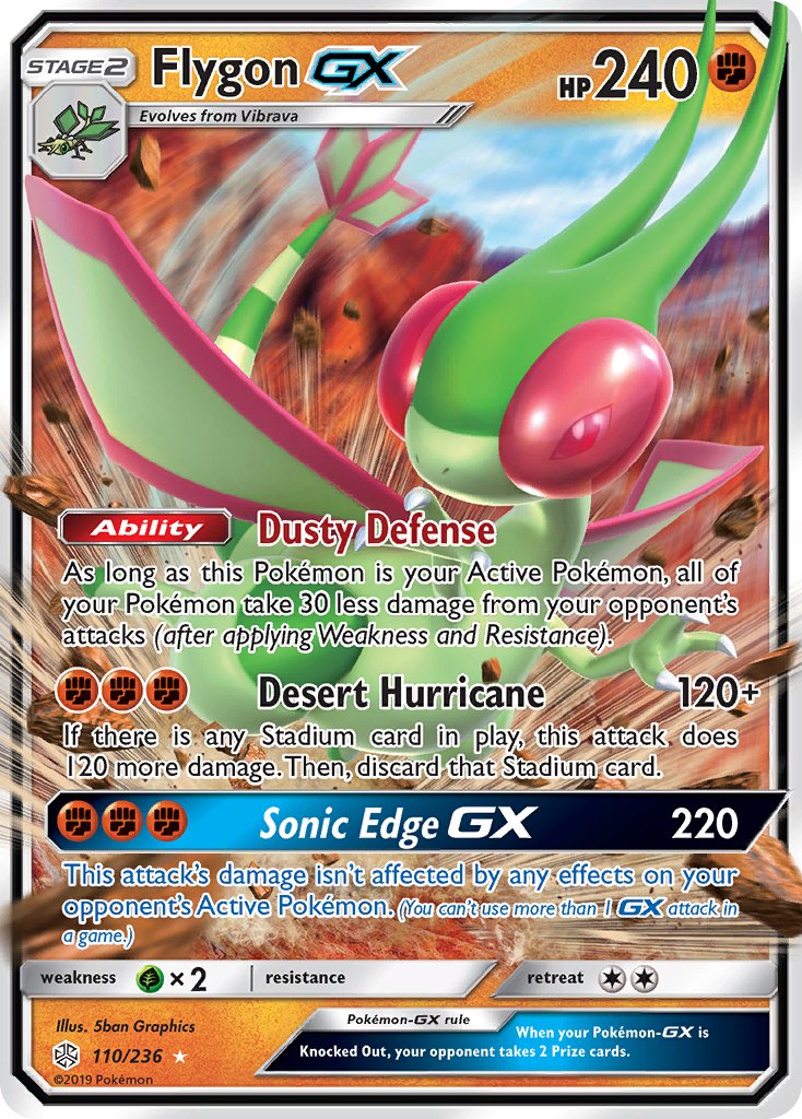(110/236) Pokemon TCG Cosmic Eclipse Single: Flygon GX Ultra Rare