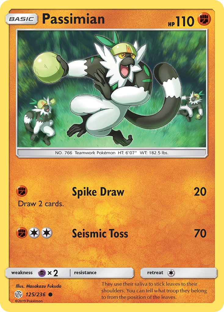(125/236) Pokemon TCG Cosmic Eclipse Single: Passimian Reverse Holo Common