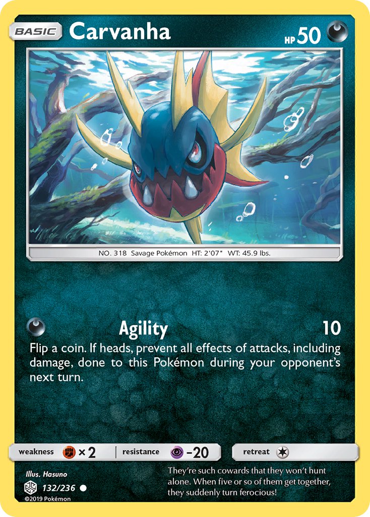 (132/236) Pokemon TCG Cosmic Eclipse Single: Carvanha Common
