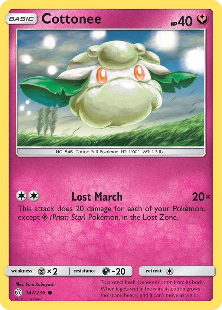 (147/236) Pokemon TCG Cosmic Eclipse Single: Cottonee Reverse Holo Common