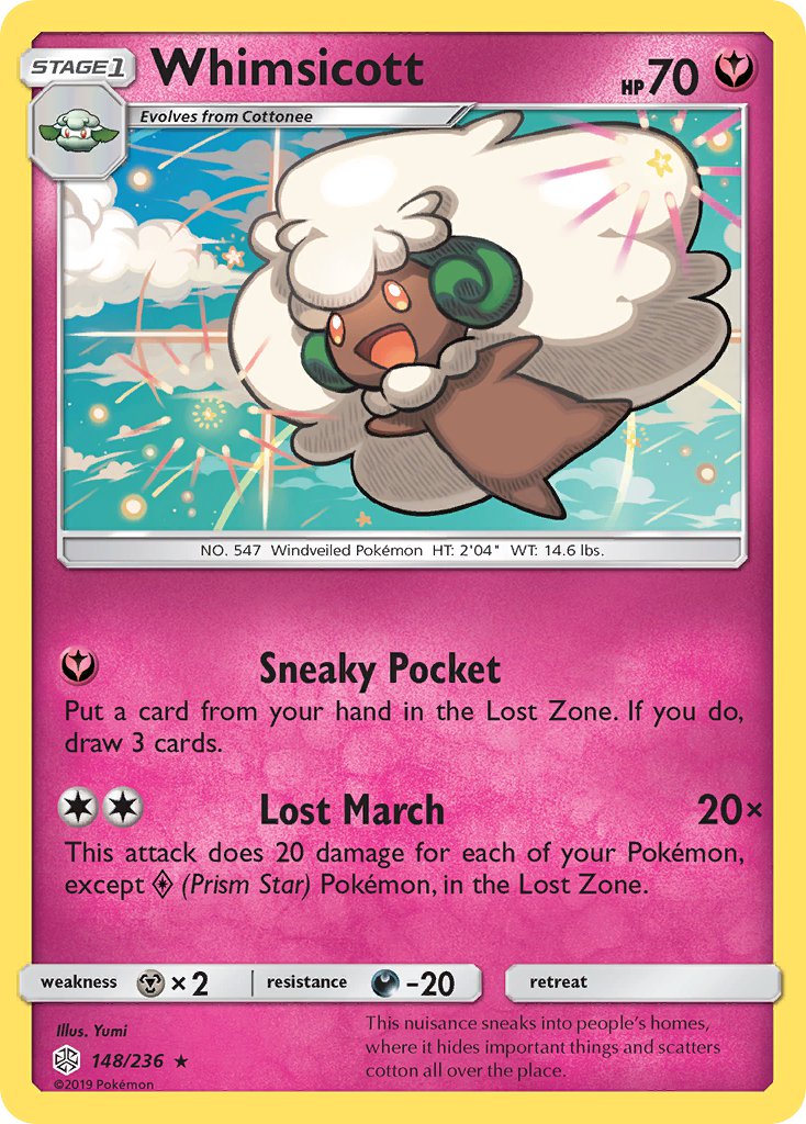 (148/236) Pokemon TCG Cosmic Eclipse Single: Whimsicott Rare
