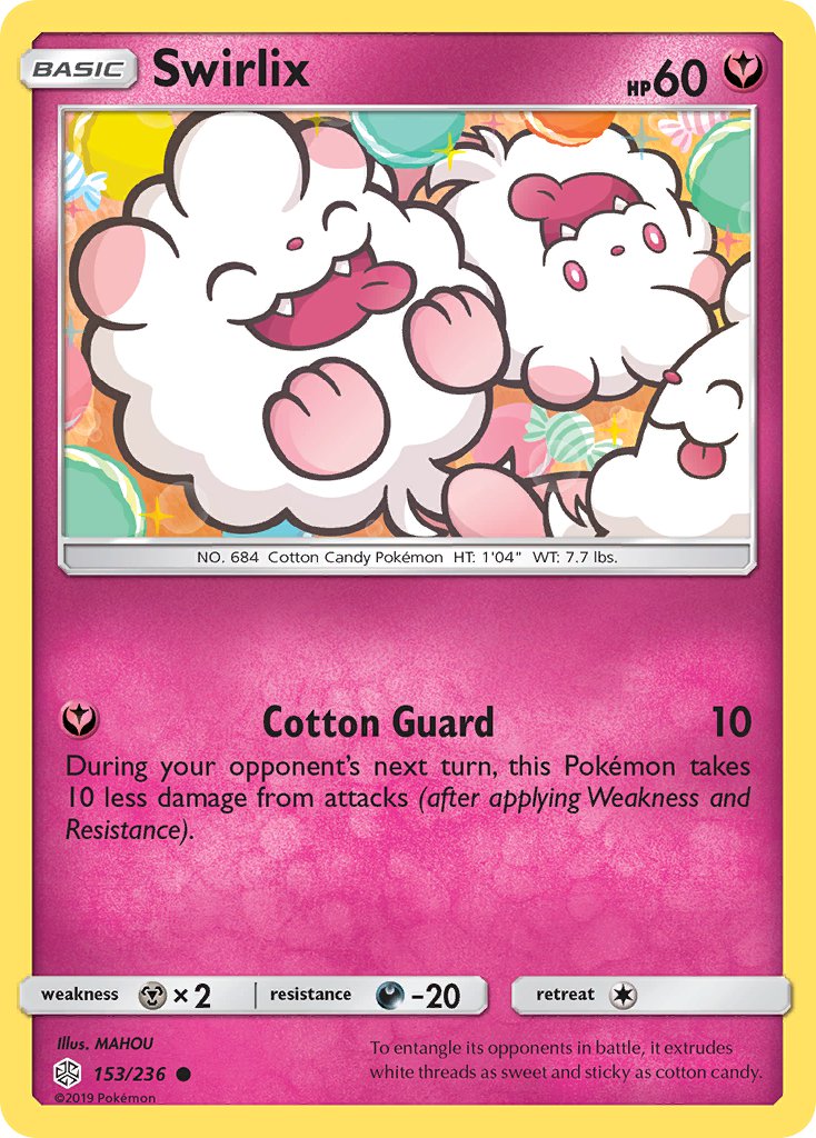 (153/236) Pokemon TCG Cosmic Eclipse Single: Swirlix Reverse Holo Common