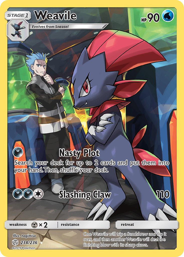 (238/236) Pokemon TCG Cosmic Eclipse Single: Weavile Illustration Rare