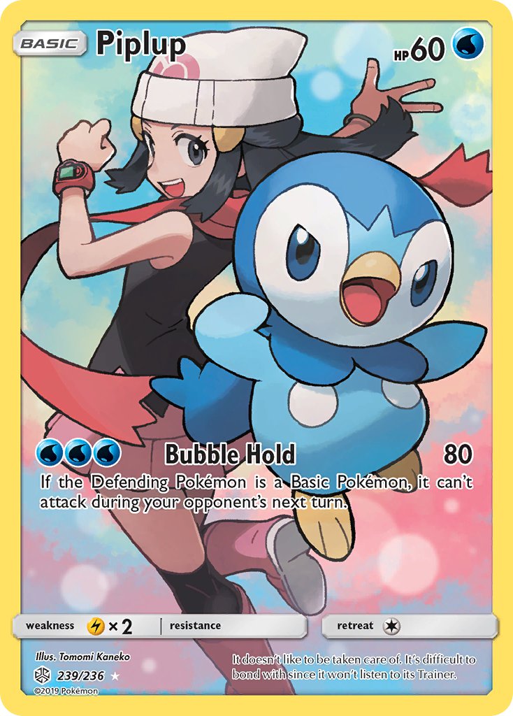 (239/236) Pokemon TCG Cosmic Eclipse Single: Piplup Illustration Rare