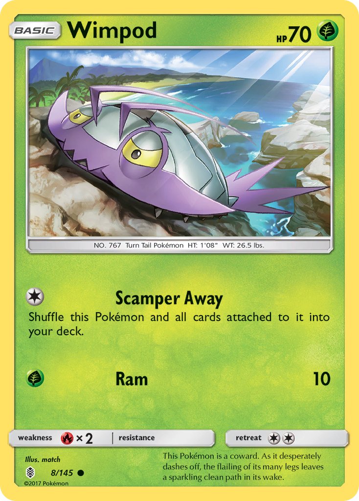(008/145) Pokemon TCG Guardians Rising Single: Wimpod Common