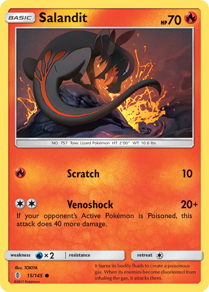 (015/145) Pokemon TCG Guardians Rising Single: Salandit Reverse Holo Common
