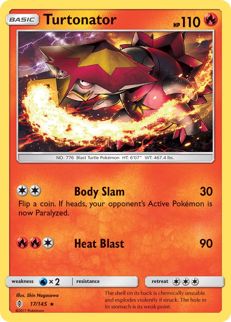(017/145) Pokemon TCG Guardians Rising Single: Turtonator Reverse Holo Rare