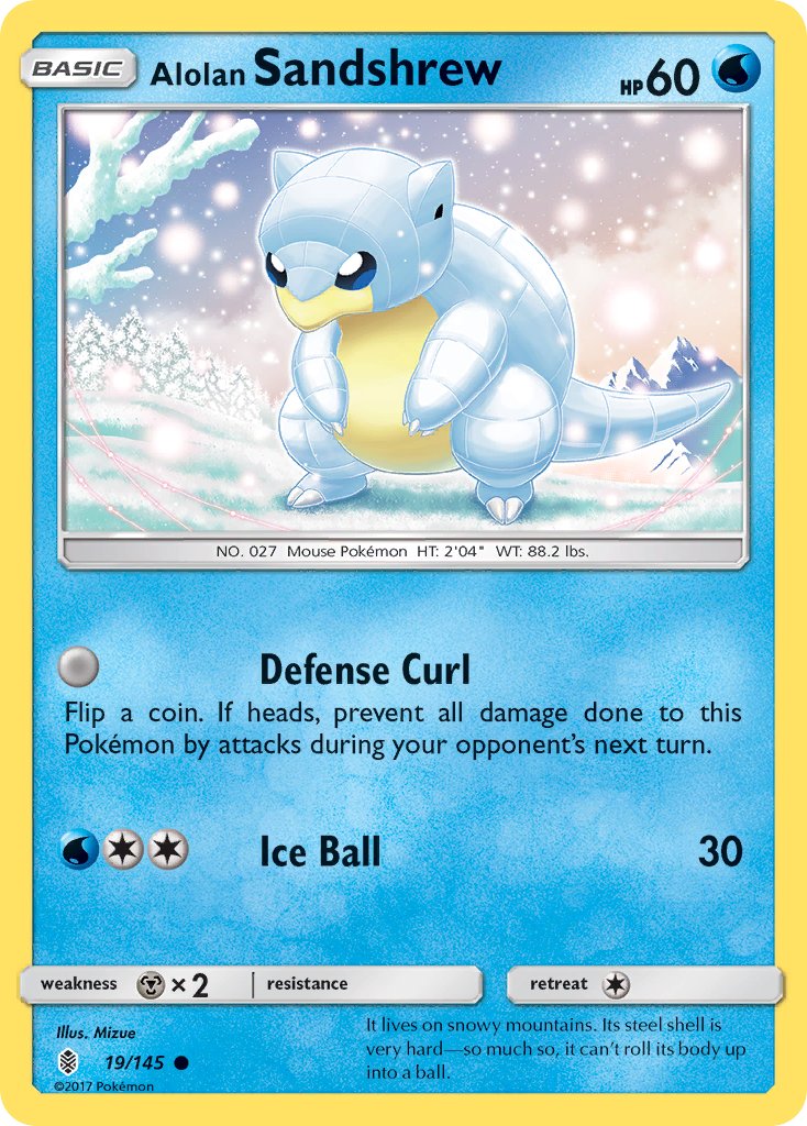 (019/145) Pokemon TCG Guardians Rising Single: Alolan Sandshrew Reverse Holo Common