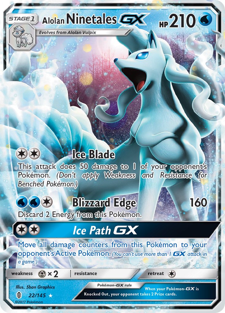 (022/145) Pokemon TCG Guardians Rising Single: Alolan Ninetales GX Ultra Rare