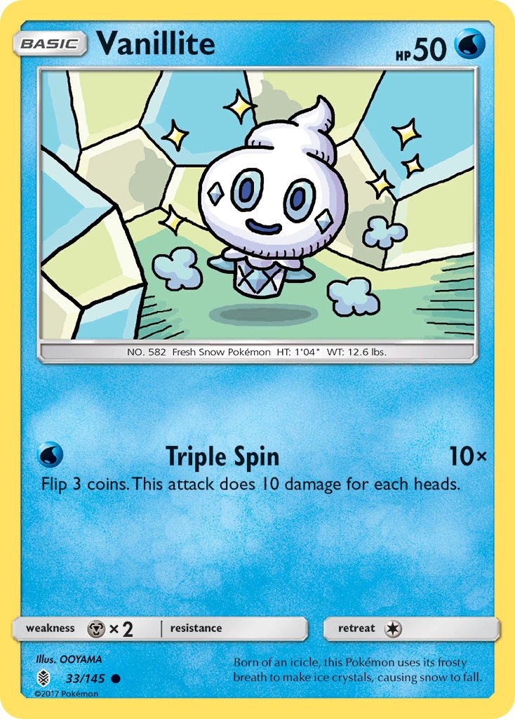 (033/145) Pokemon TCG Guardians Rising Single: Vanillite Common