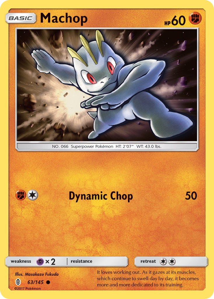 (063/145) Pokemon TCG Guardians Rising Single: Machop Reverse Holo Common