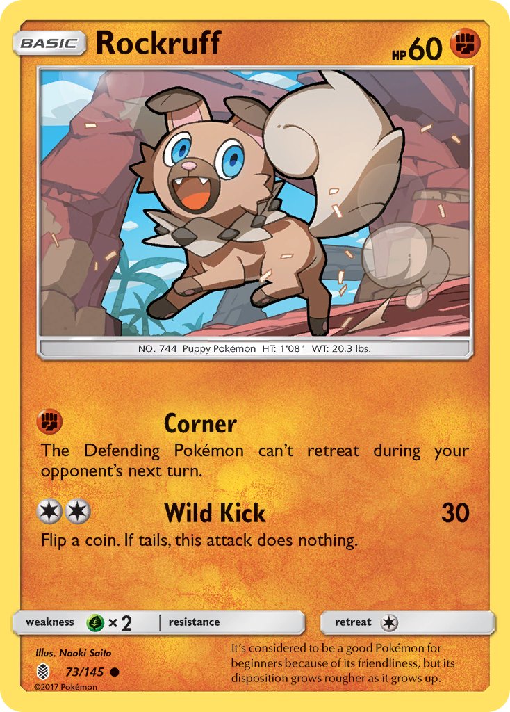 (073/145) Pokemon TCG Guardians Rising Single: Rockruff Reverse Holo Common