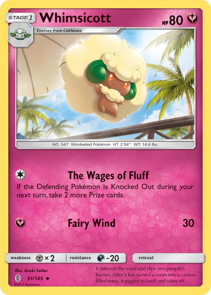(091/145) Pokemon TCG Guardians Rising Single: Whimsicott Uncommon