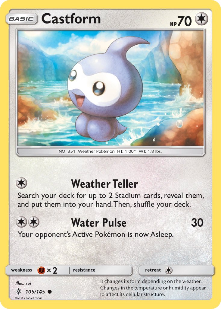 (105/145) Pokemon TCG Guardians Rising Single: Castform Common