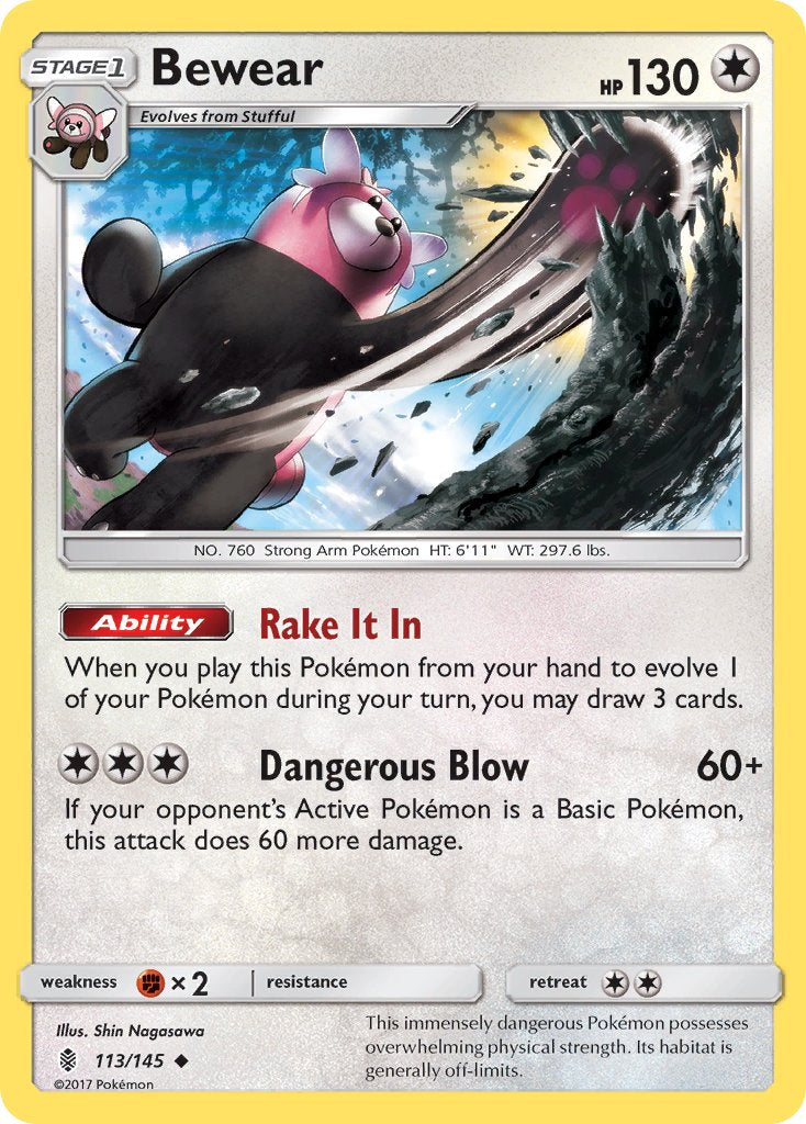 (113/145) Pokemon TCG Guardians Rising Single: Bewear Uncommon