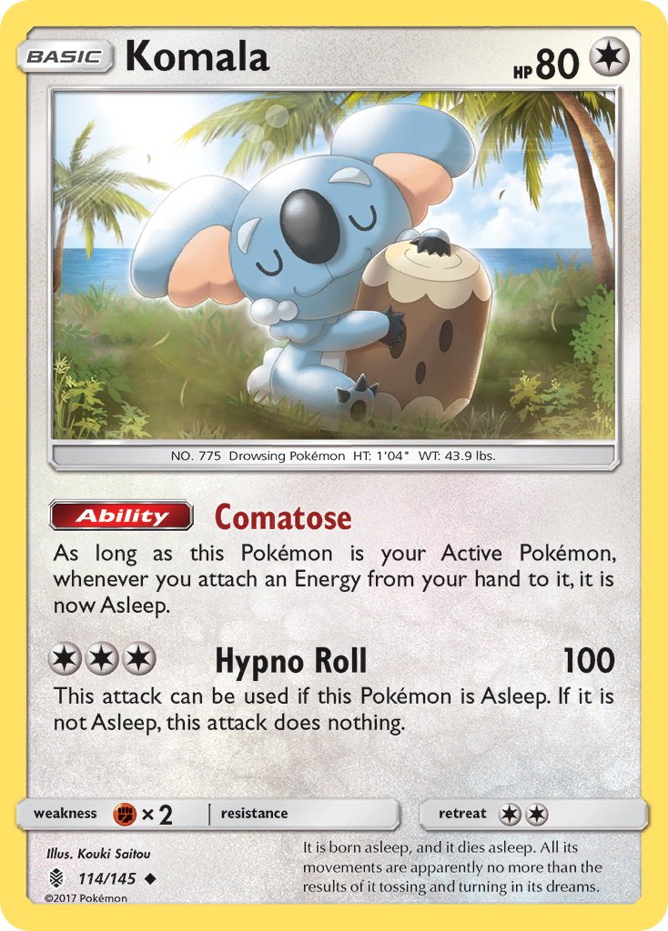(114/145) Pokemon TCG Guardians Rising Single: Komala Reverse Holo Uncommon