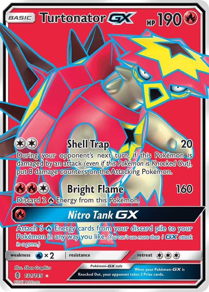 (131/145) Pokemon TCG Guardians Rising Single: Turtonator GX Ultra Rare