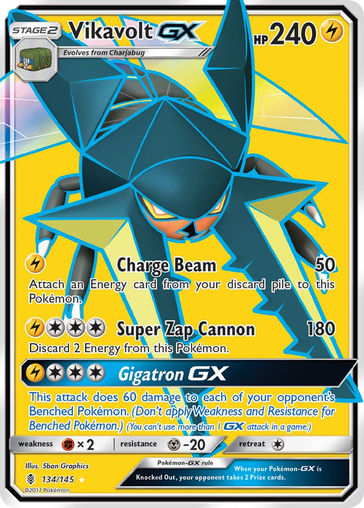 (134/145) Pokemon TCG Guardians Rising Single: Vikavolt GX Ultra Rare