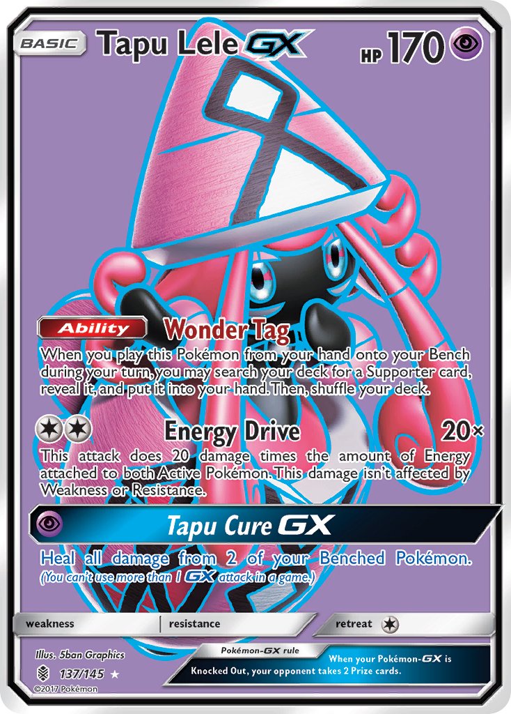 (137/145) Pokemon TCG Guardians Rising Single: Tapu Lele GX Ultra Rare