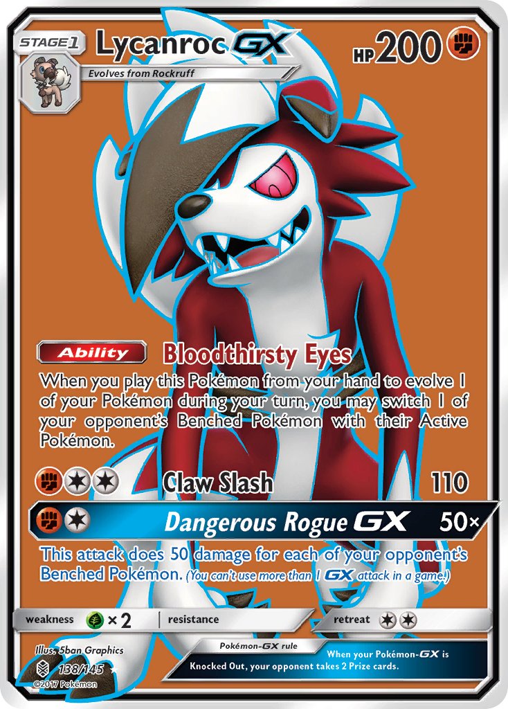 (138/145) Pokemon TCG Guardians Rising Single: Lycanroc GX Ultra Rare