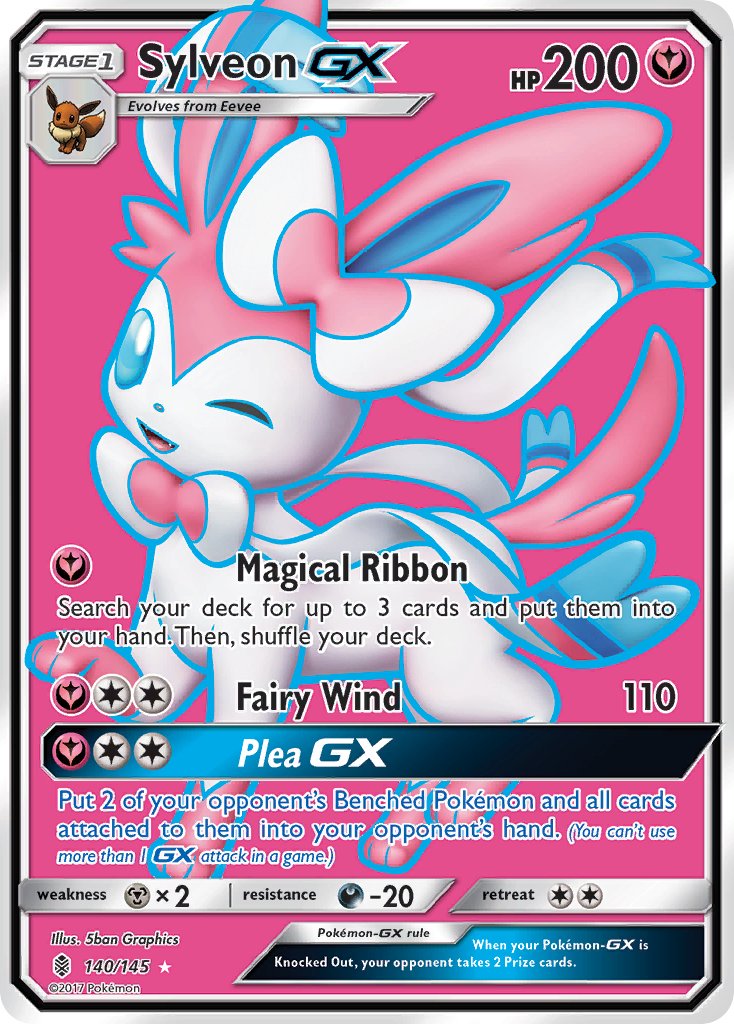 (140/145) Pokemon TCG Guardians Rising Single: Sylveon GX Ultra Rare