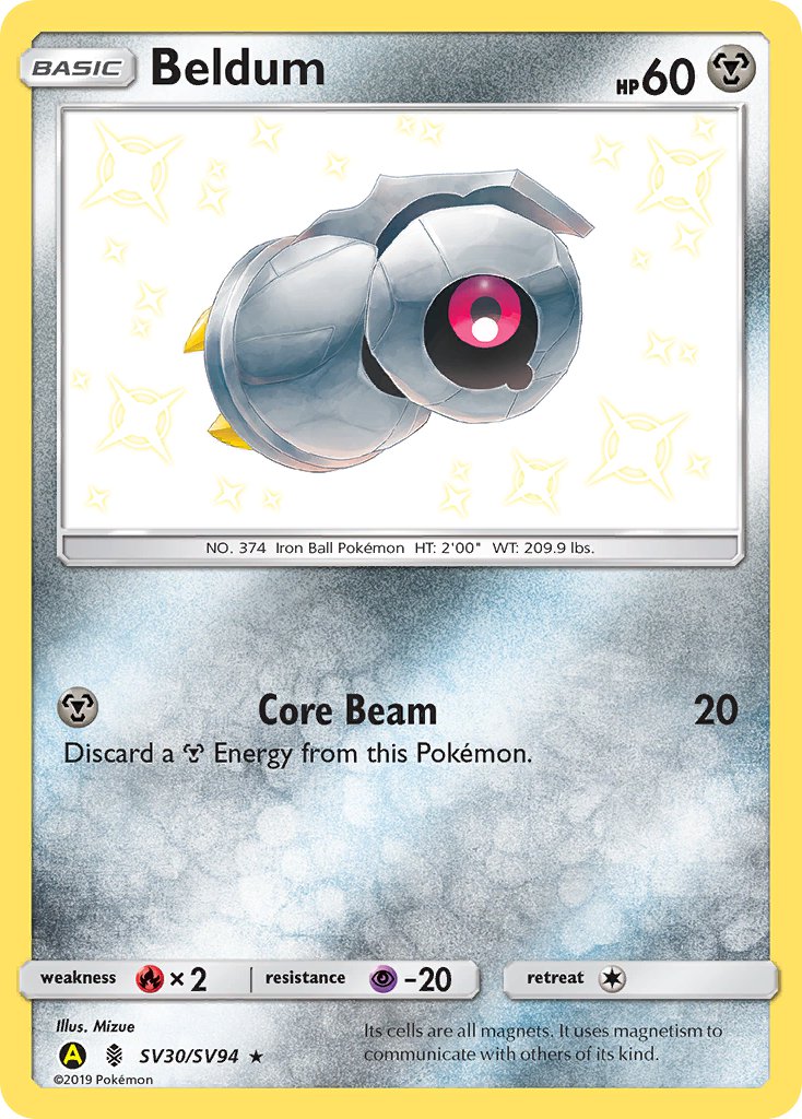 (SV030/SV094) Pokemon TCG Hidden Fates Single: Beldum Shiny Rare