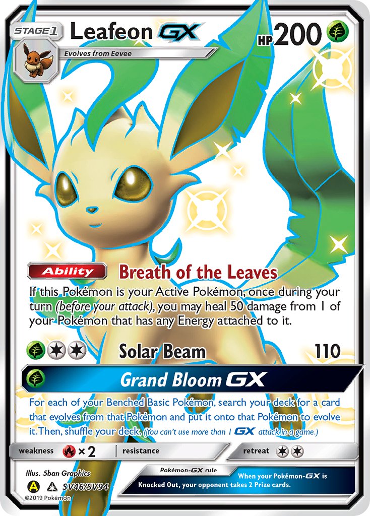 (SV046/SV094) Pokemon TCG Hidden Fates Single: Leafeon GX Shiny Ultra Rare