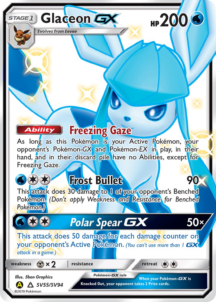 (SV055/SV094) Pokemon TCG Hidden Fates Single: Glaceon GX Shiny Ultra Rare
