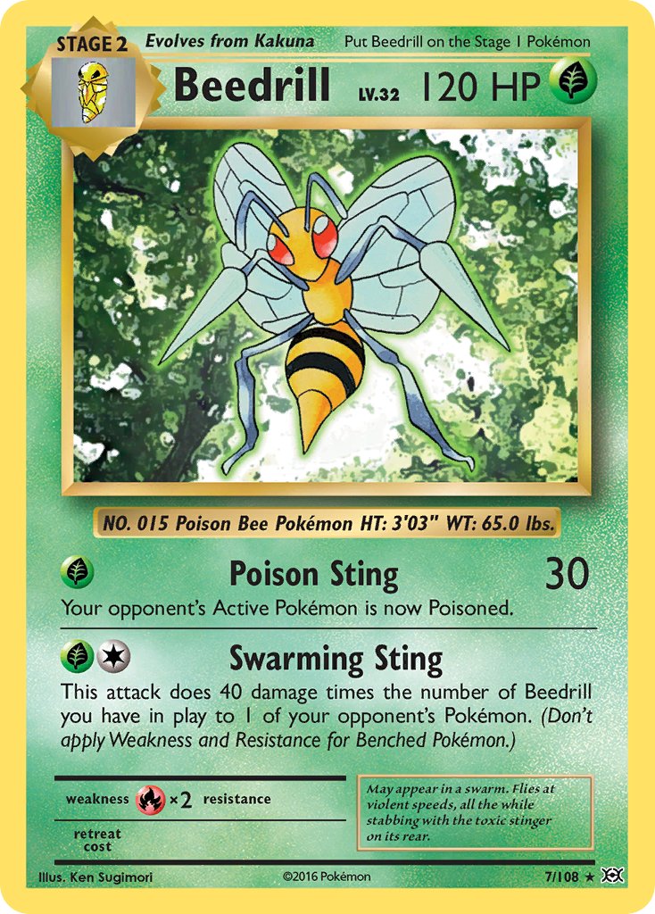 (007/108) Pokemon TCG Evolutions Single: Beedrill Rare