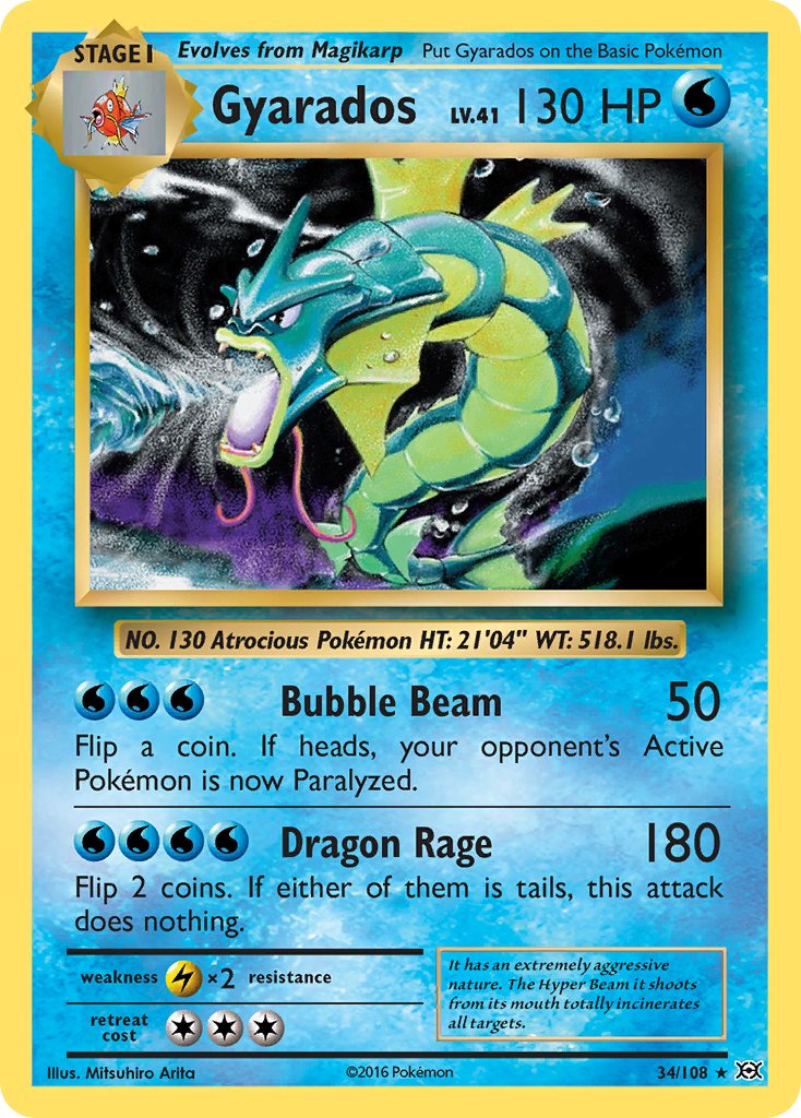 (034/108) Pokemon TCG Evolutions Single: Gyarados Reverse Holo Holo Rare