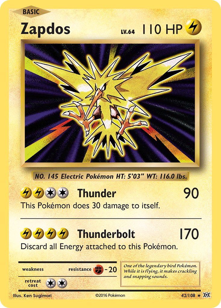 (042/108) Pokemon TCG Evolutions Single: Zapdos Holo Rare