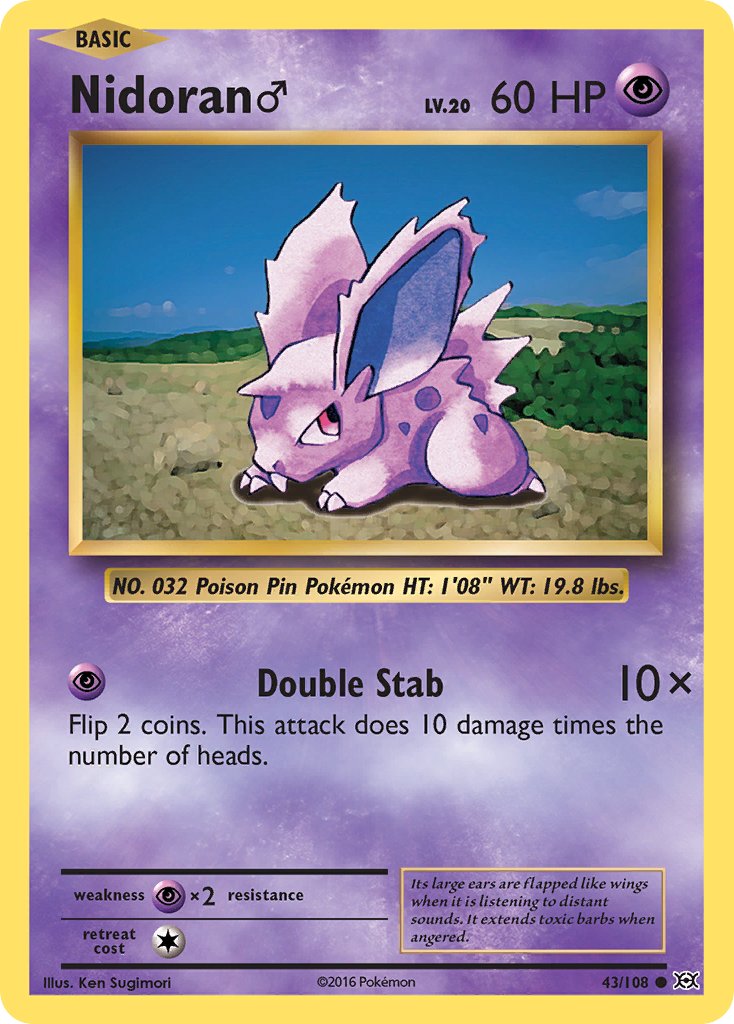(043/108) Pokemon TCG Evolutions Single: Nidoran ♂ Reverse Holo Common
