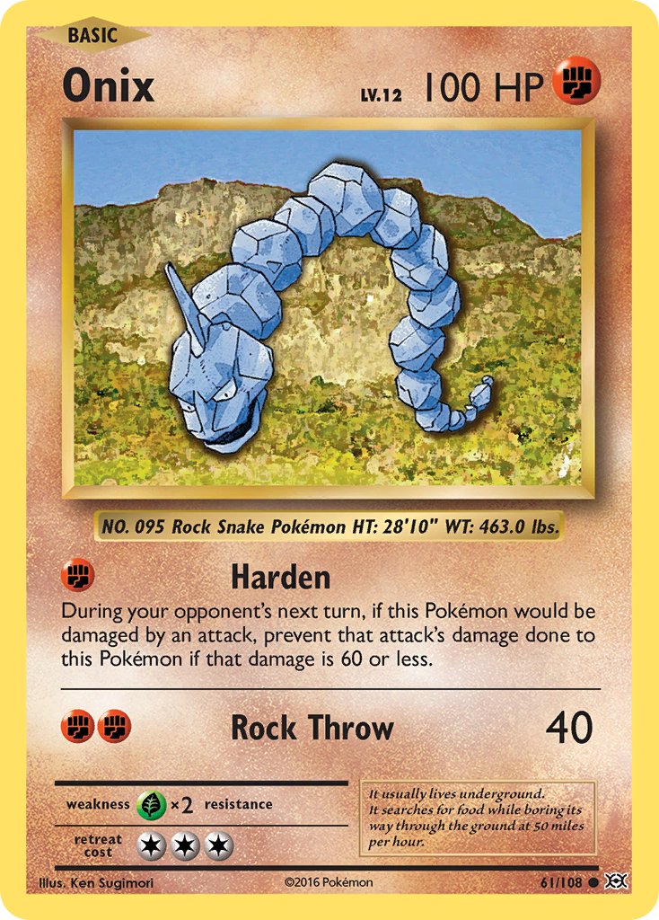 (061/108) Pokemon TCG Evolutions Single: Onix Reverse Holo Common