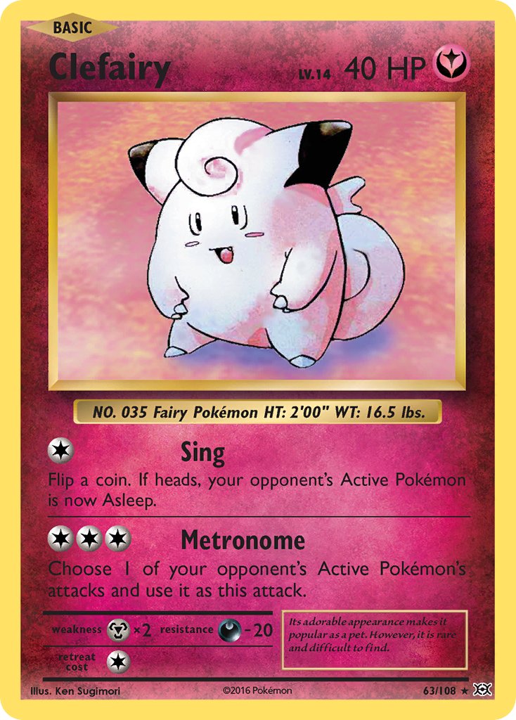 (063/108) Pokemon TCG Evolutions Single: Clefairy Reverse Holo Holo Rare