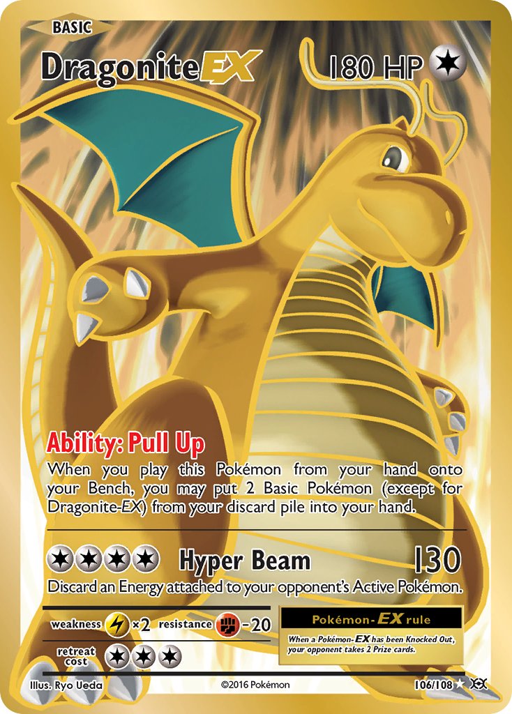 (106/108) Pokemon TCG Evolutions Single: Dragonite EX Ultra Rare
