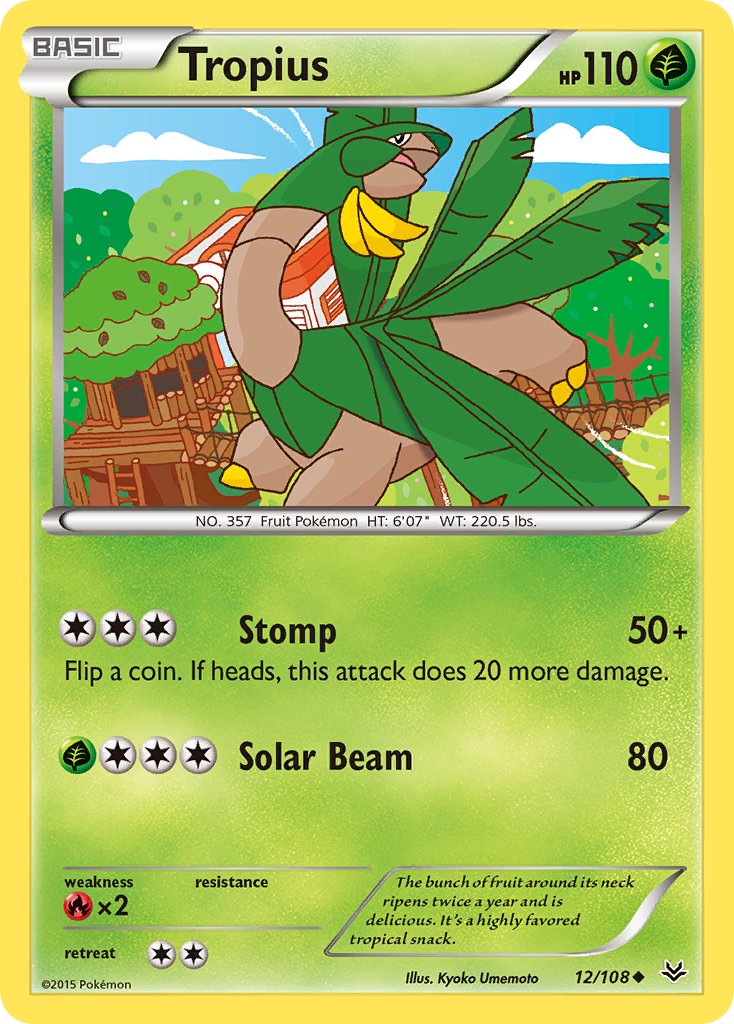 (012/108) Pokemon TCG Roaring Skies Single: Tropius Reverse Holo Uncommon