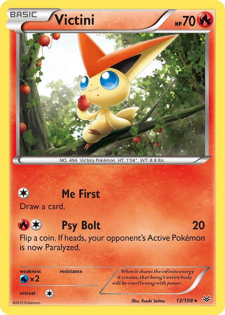 (013/108) Pokemon TCG Roaring Skies Single: Victini Rare