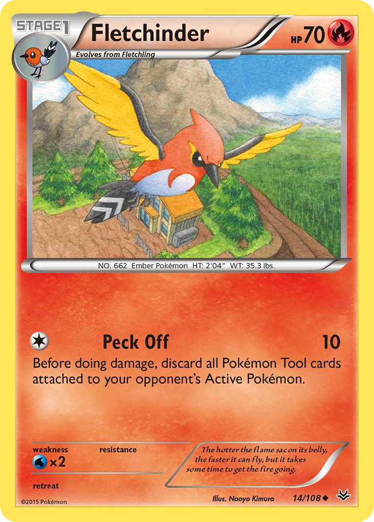 (014/108) Pokemon TCG Roaring Skies Single: Fletchinder Reverse Holo Uncommon