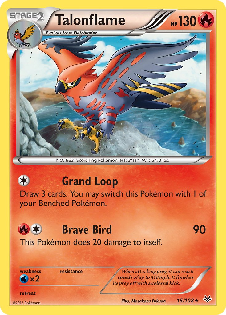 (015/108) Pokemon TCG Roaring Skies Single: Talonflame Rare
