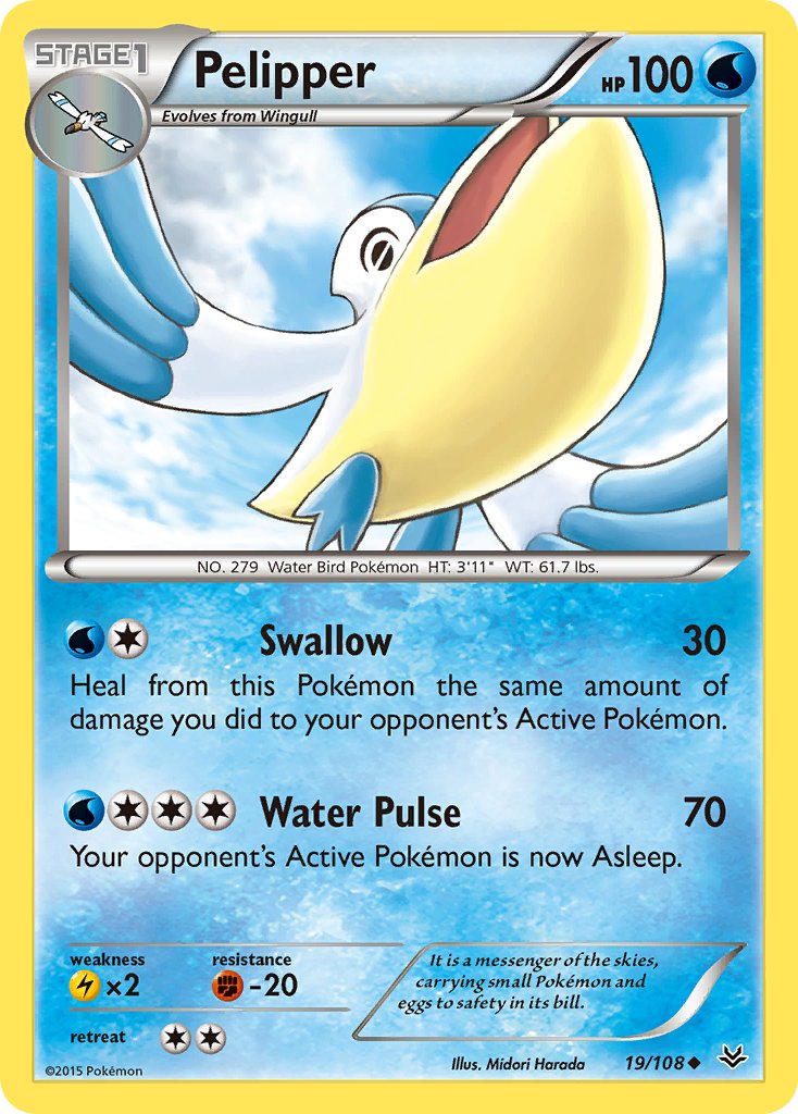 (019/108) Pokemon TCG Roaring Skies Single: Pelipper Uncommon